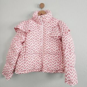NWT Hill House The Violet Ruffle Sleeve Puffer Reversible Jacket